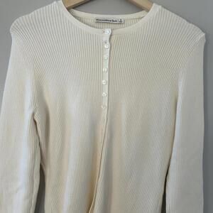 Cream Abercrombie & Fitch long sleeve button up top